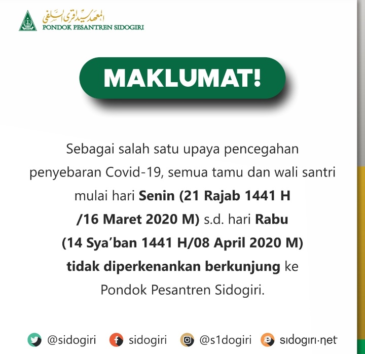 Pernyatan resmi pengurus pondok pesantren sidogiri